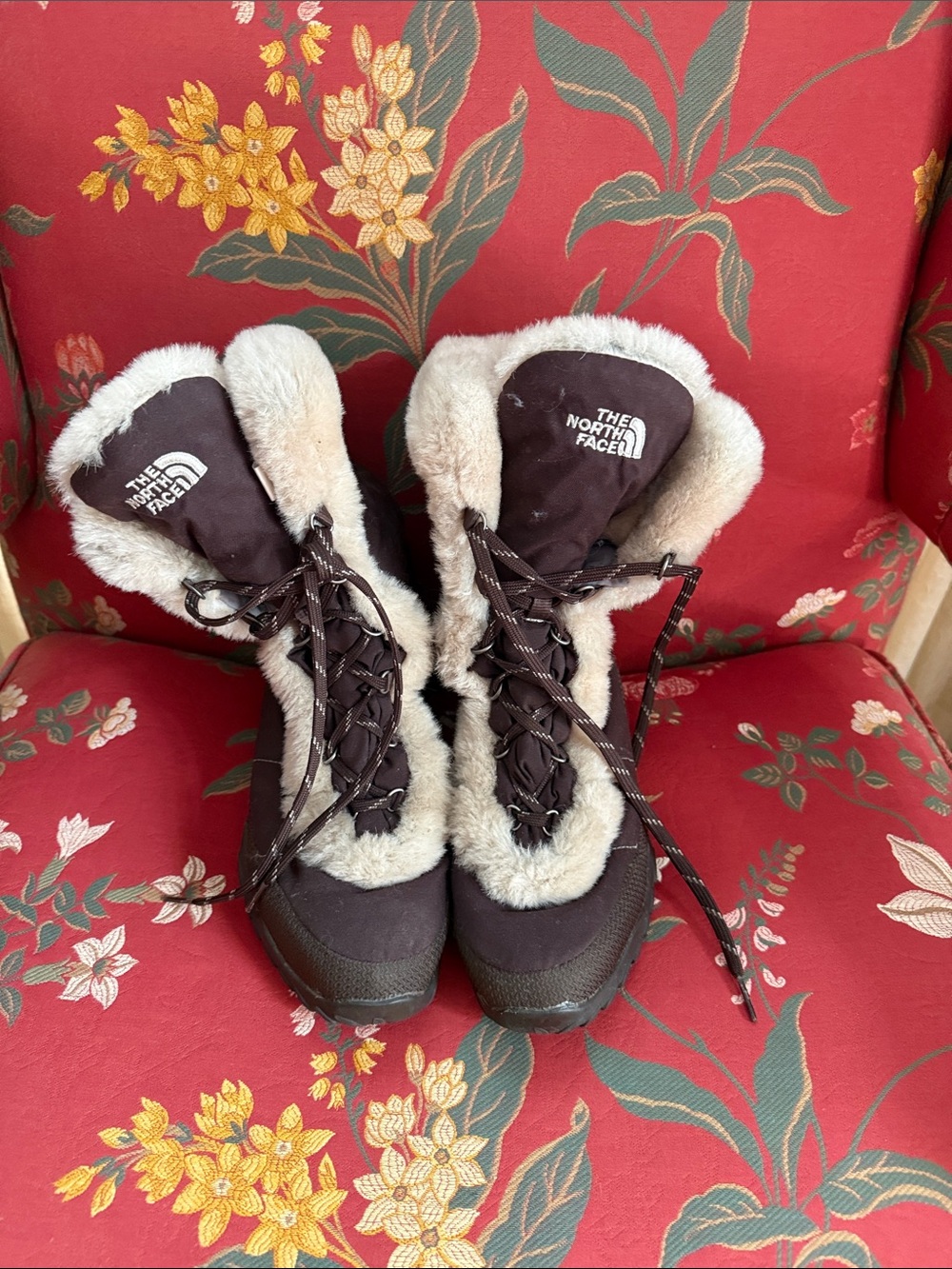 The North Face Brown Lace-Up Faux-Fur Winter Boots